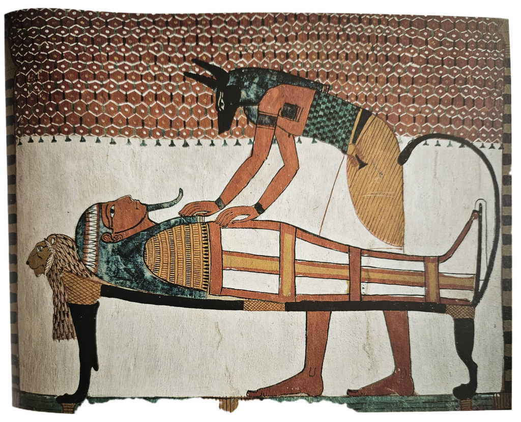Fresque de Anubis préparant le défunt